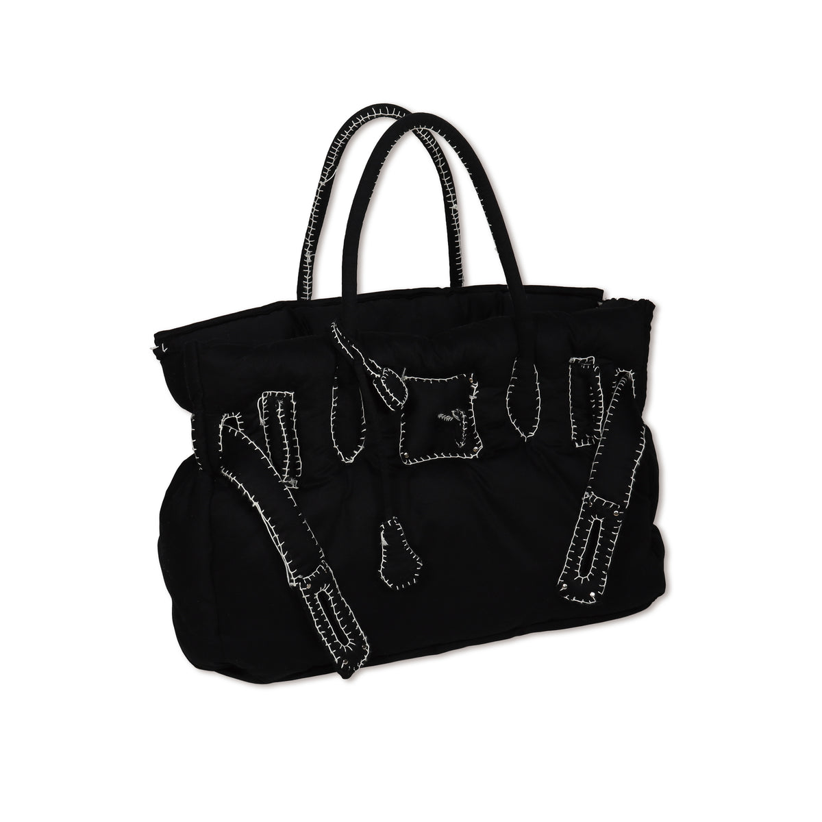 hand made hand stitched tote(black)